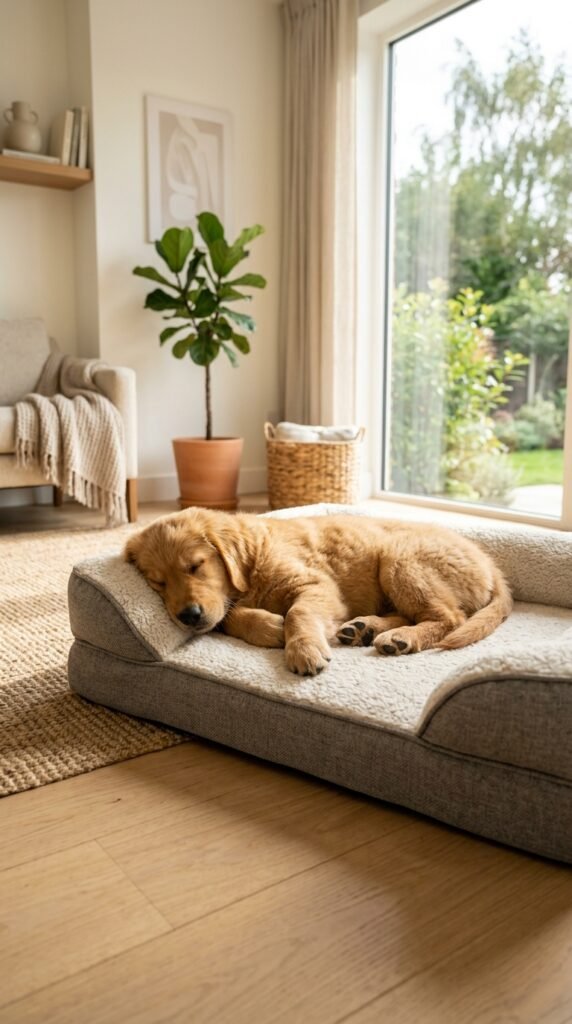 Golden retriever puppy sleeping